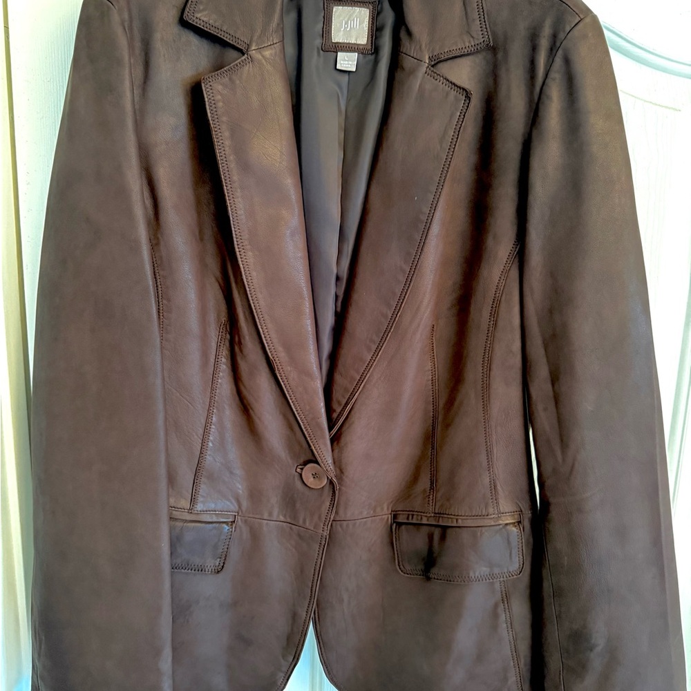 J. Jill Dark Brown Leather Blazer